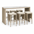 Ensemble repas contemporain beige, blanc et gris effet marbre, 180 x 60 x 105 cm avec 6 assises 40 x 40 x 75 cm