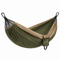 Hamac pliable 270 x 140 cm avec poche latérale zippée, Vert kaki/Beige/Noir