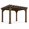 Pergola de jardin rustique en bois marron foncé 300 x 300 x 250 cm à toiture ajourée