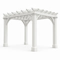Pergola classique en bois peint blanc, 300 x 300 x 250 cm, toit ajouré