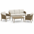 Mobilier de jardin 4 pièces beige, écru et marron avec canapé 3 places 200 x 76 x 78 cm