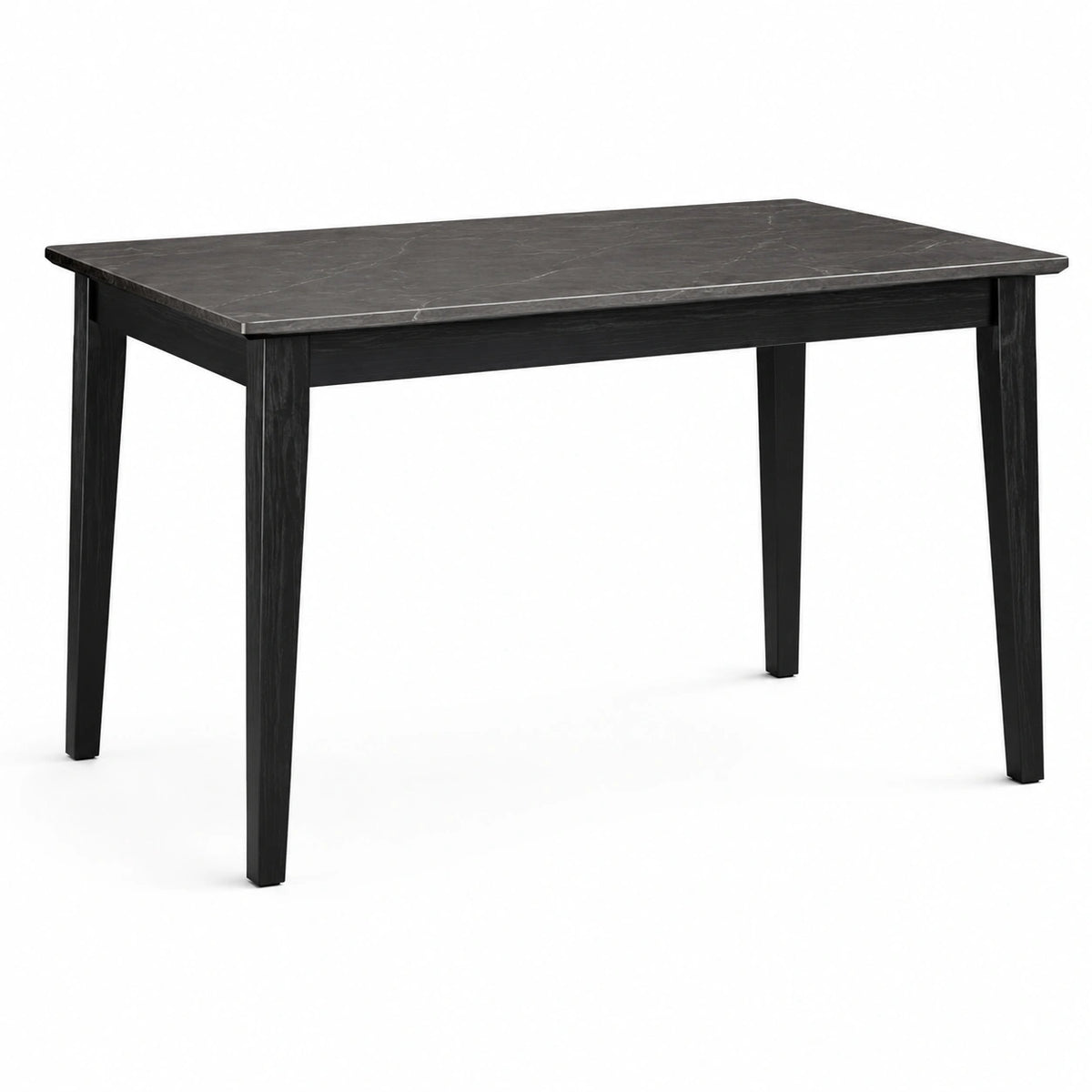 Table à manger contemporaine noir et gris anthracite effet marbre, 140 x 80 x 75 cm