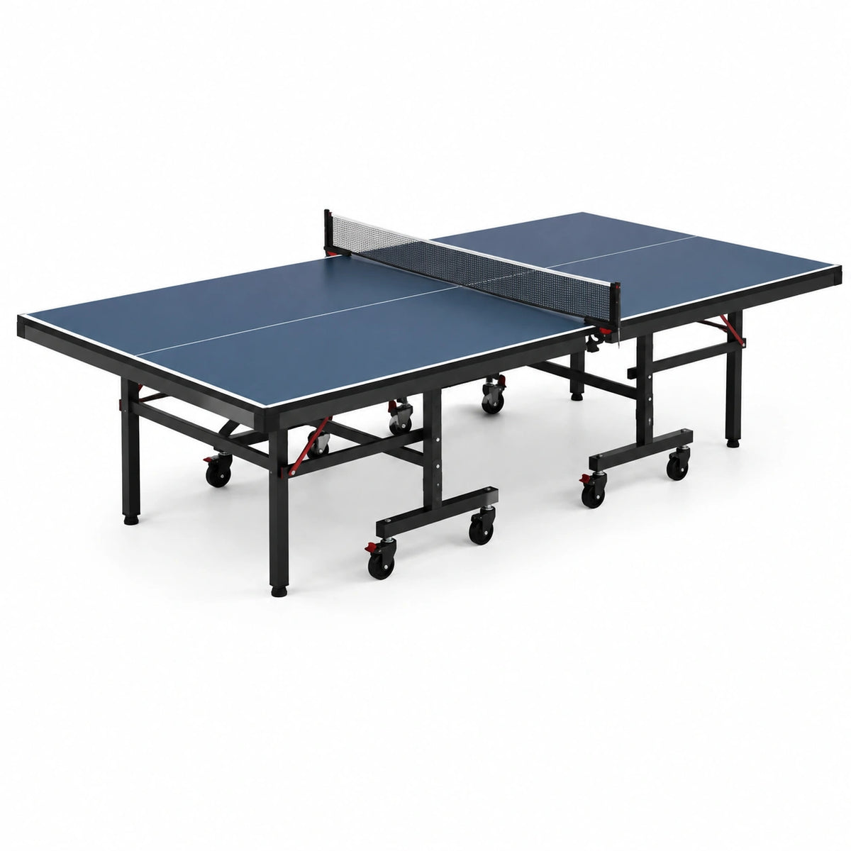 Table de ping-pong pliable 274 x 152,5 x 76 cm Bleu marine, Noir et Rouge avec roulettes