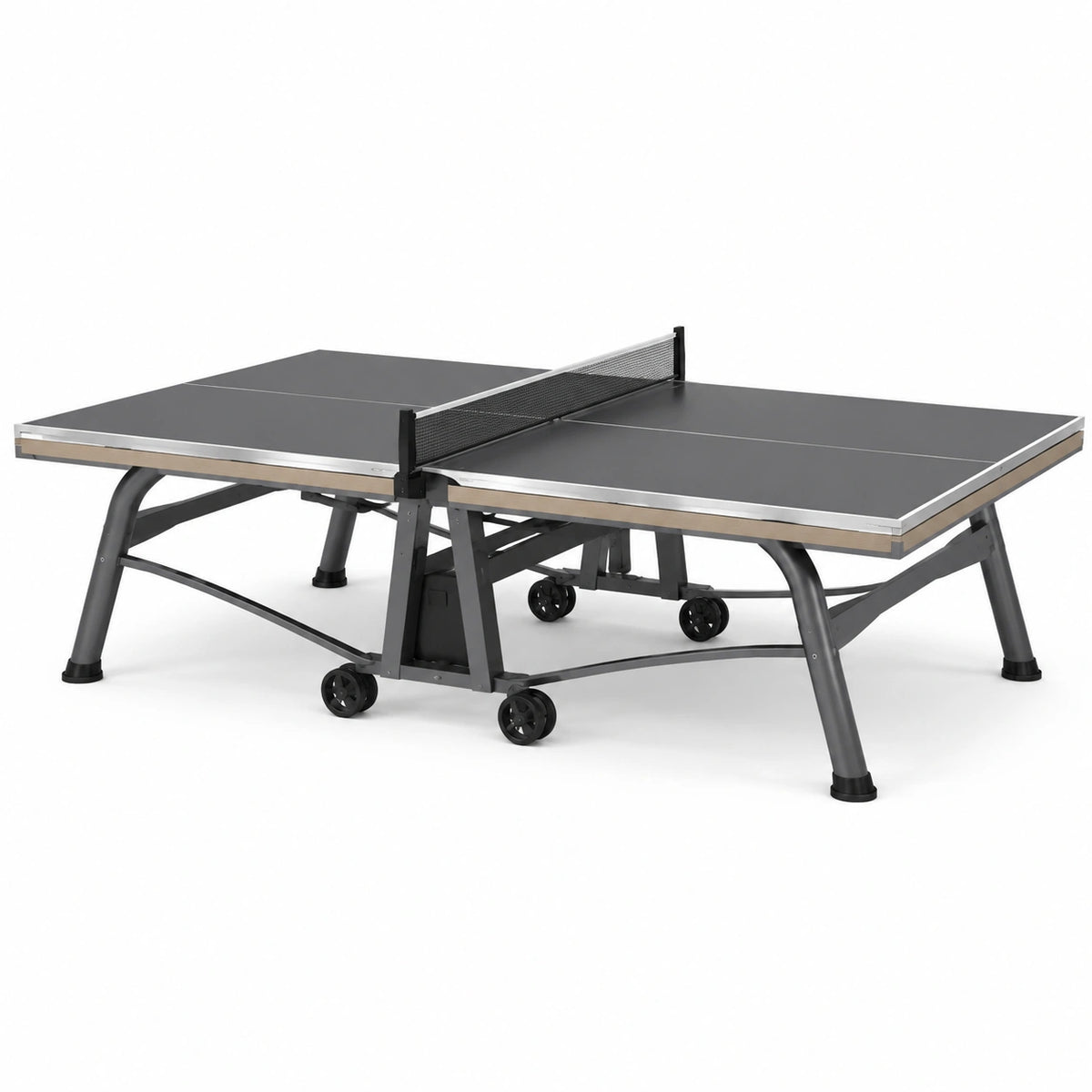 Table de tennis de table pliable noir, gris et argenté 274 x 152 x 76 cm avec roulettes