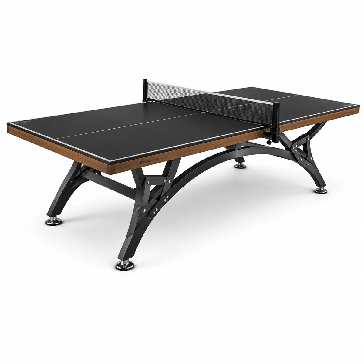 Table de tennis de table style industriel noir et marron, 274 x 152,5 x 76 cm
