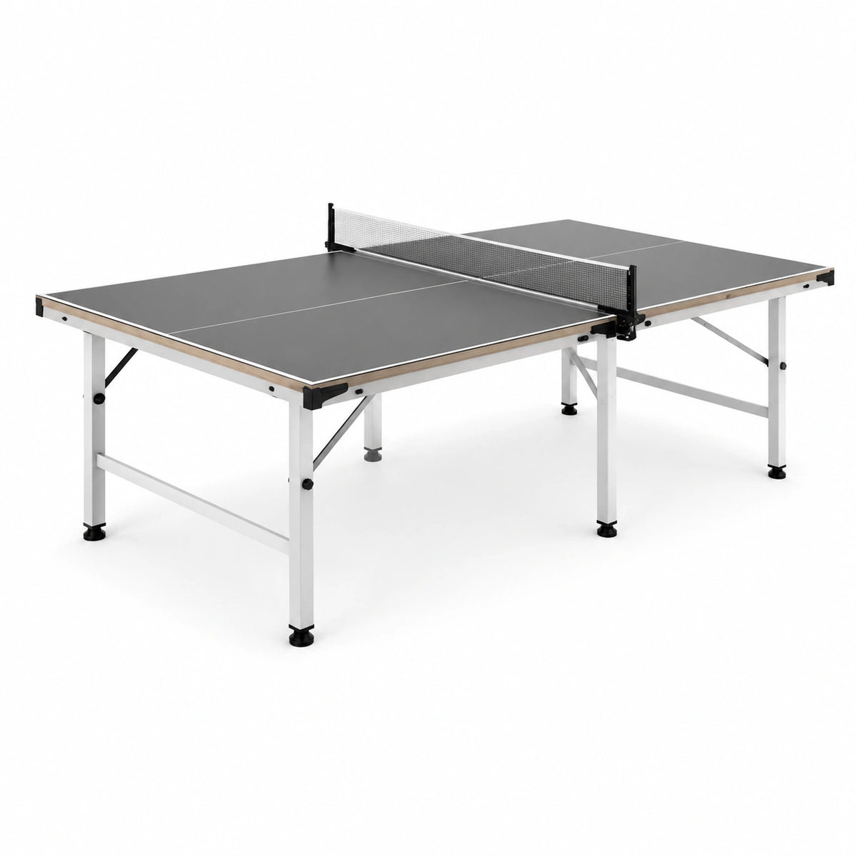 Table de tennis de table pliante d'intérieur 274 x 152,5 x 76 cm Gris Blanc Noir