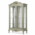 Vitrine classique vert sauge et doré en bois et verre, 100 x 45 x 190 cm