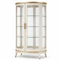 Vitrine ronde en bois et verre Ø100 x 190 cm Ivoire et Doré